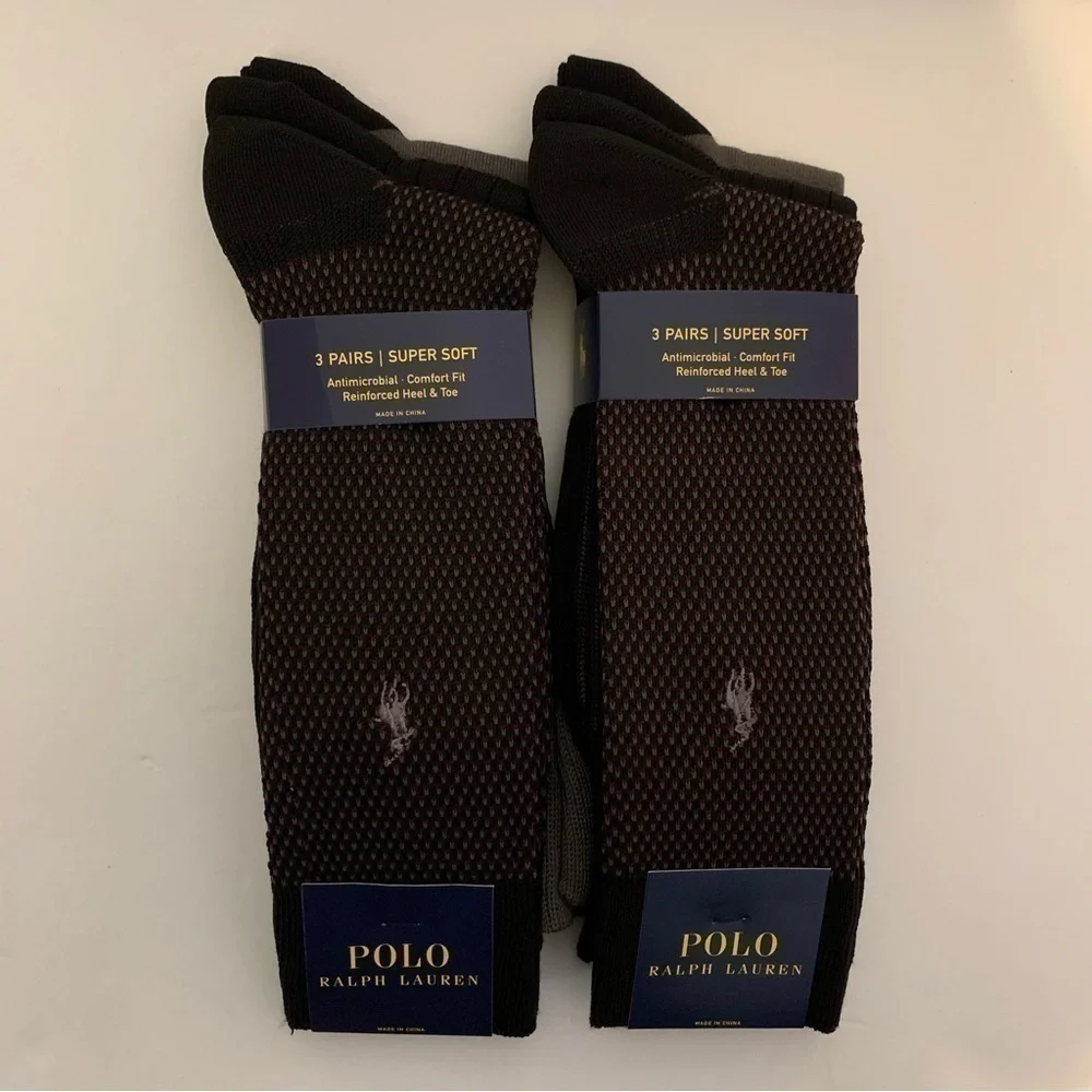 ❌FINAL PRICE❌NWT. POLO RALPH LAUREN Men’s Assorted 6 Pack Bird's Eye Socks
